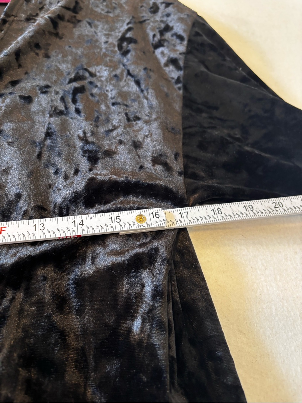 Black Crushed Velvet Fringe Kimono Cardigan Western Boho Festival Duster M - Picture 5 of 8
